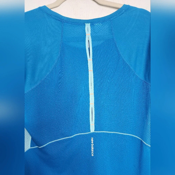 New Balance Ice Short Sleeve Sport Top Ventilating Back Running Blue Size M - Picture 5 of 7